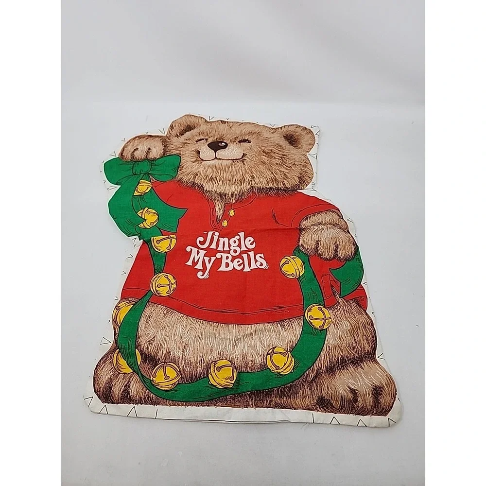 VINTAGE Shirt‎ Tales Jingle My Bells Christmas Fabric Unstuffed Pillow 18